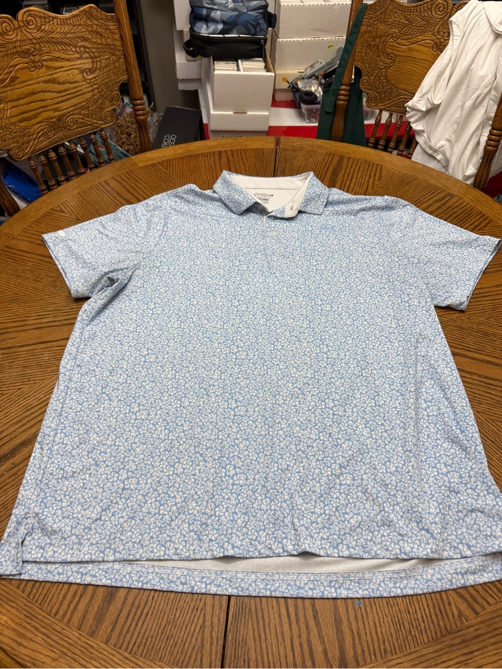 Good Good Golf Men's Sky Blue Micro-Print Polo Shirt